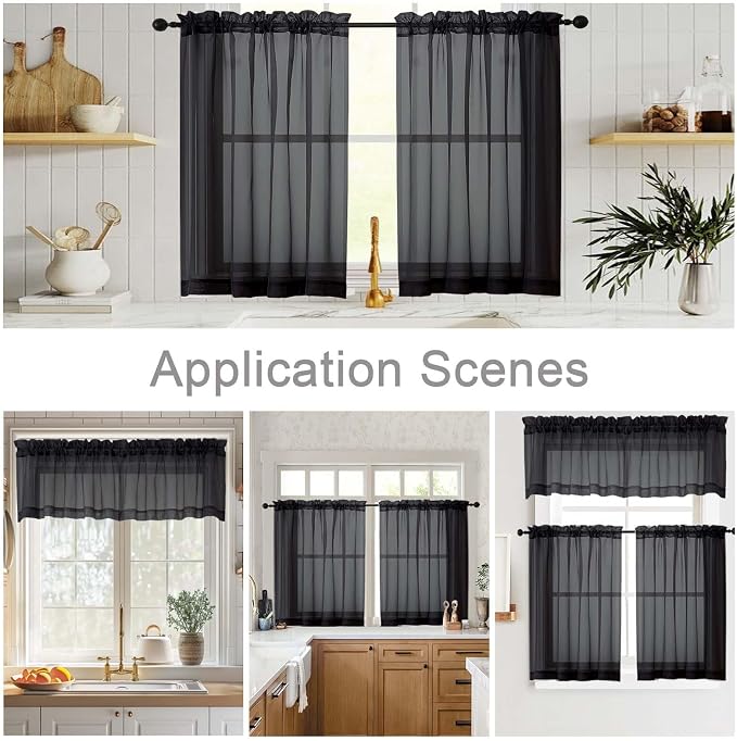 Cafe Curtains 36 Inch Length Tier 2 Pieces, Modern Soft Airy Sheer Kitchen - Image 6