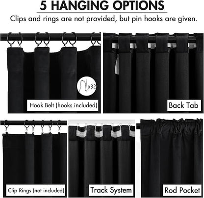 MIULEE Velvet Curtains 50W x 108L 2 Panels Black Blackout Curtains | Luxury - Image 2