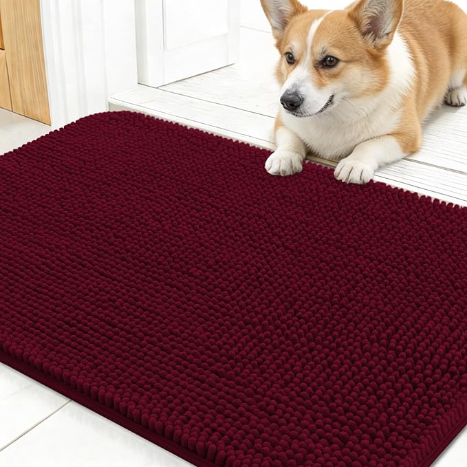OLANLY Dog Door Mat for Muddy Paws 24x16, Super Absorbent Chenille Mud Mat | by OLANLY