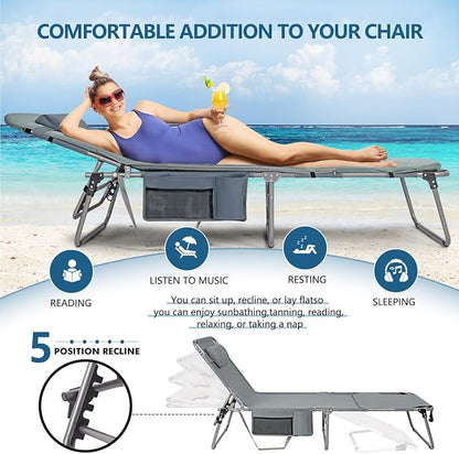 Tanning Chair with Face Hole, Adjustable Folding Chaise Lounge Chairs - Image 4