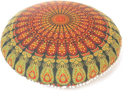 Mandala Floor Pillow Cover Meditation Cushion Seating Throw Hippie Round by EyesofIndia