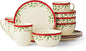 Lenox 894585 Holiday 12-Piece Dessert Set, Red & Green, 12 Count, Christmas Dinnerware, Hosting
