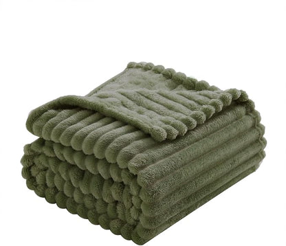 Olive Green Fleece Throw Blanket 60”×80” - Image 5