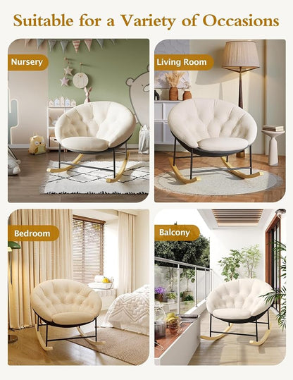 Kidirect Wide Rocking Chair Nursery, Comfy Saucer Nursery Rocking Chairs - Image 9