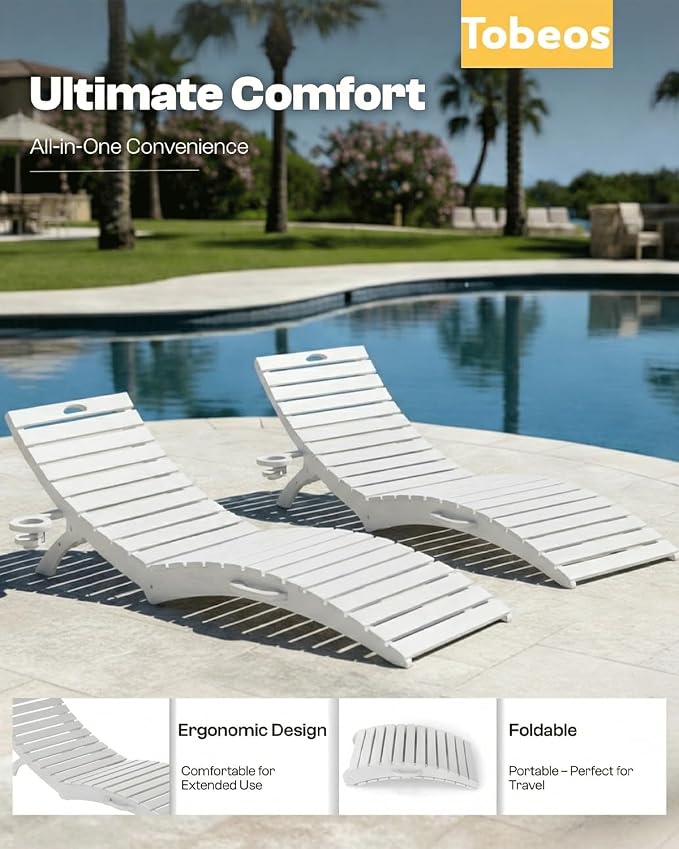 Folding HDPE Outdoor Chaise Lounge - Image 4