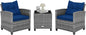 HAPPYGRILL 3 Pieces Patio Conversation Set, Outdoor Furniture Set PE Rattan by HAPPYGRILL