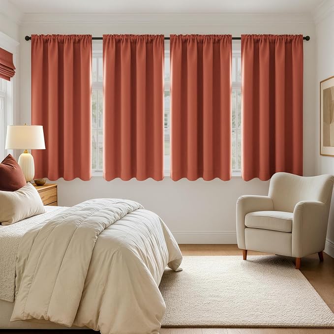 MIULEE Burnt Orange Blackout Curtains 4 Panels Set 72 Inch Length Bedroom | by MIULEE