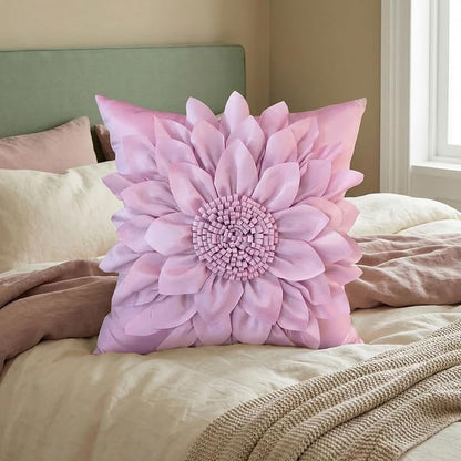 Purple Accent 3D Flower Decorative Throw Pillow Covers - Image 3