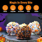 Twisweet Halloween Nonpareils, Edible Mini Pearl Sprinkles for Cake Decorating, Black Purple Green and Orange Sugar Sprinkles Mix, Confetti Baking Candy for Cake Topper Cupcake Cookie Ice Cream Decorations, Halloween Scary Theme Trick or Treat Party Su...
