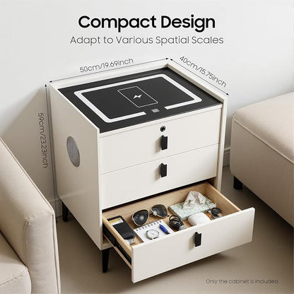 Smart Nightstand with Charging Station, Adjustable LED, USB Ports, Fingerprint - Image 2