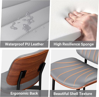 REONEY Dining Chairs Set of 6, Mid-Century Modern Upholstered PU Leather Chairs - Image 5