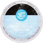 Amazon Brand - Happy Belly Cappuccino Coffee Pods Light Roast Compatible with 2.0 K-Cup Brewers, French Vanilla Flavored, 24 Count, 1.5 pound (Pack of 2)