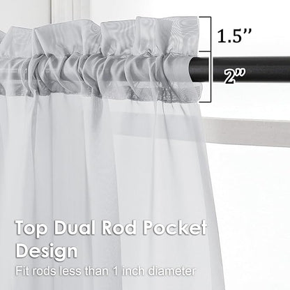 Light Grey Sheer Curtains 90 Inches Long 2 Panels - Image 3