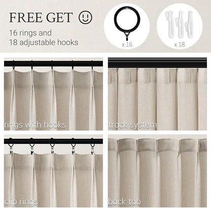 Topfinel Pinch Pleated Curtains 90 Inches Long 1 Panels Set, Oatmeal Semi Sheer - Image 2