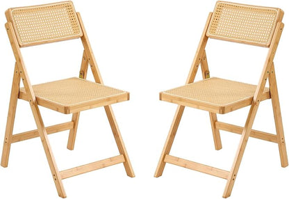 Furlide Rattan Folding Chairs, Modern Mid Century Dining Chairs Set of 2 by Furlide