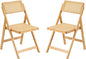 Furlide Rattan Folding Chairs, Modern Mid Century Dining Chairs Set of 2 by Furlide
