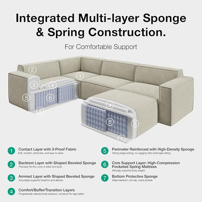 Novilla 109" Modular Sectional Sofa, No Assembly Cloud Sectional Couch - Image 7