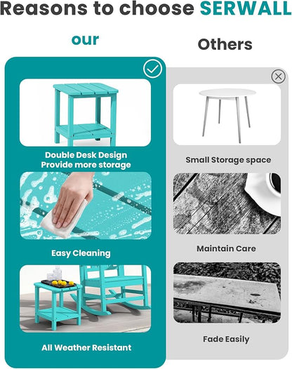 SERWALL Double Adirondack Side Table End Table Set of 4- Tiffany - Image 6