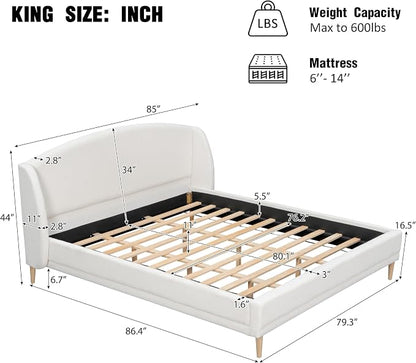 Christopher Knight Home Hazel King Size Bed Frame, Upholstered Platform Bed - Image 2