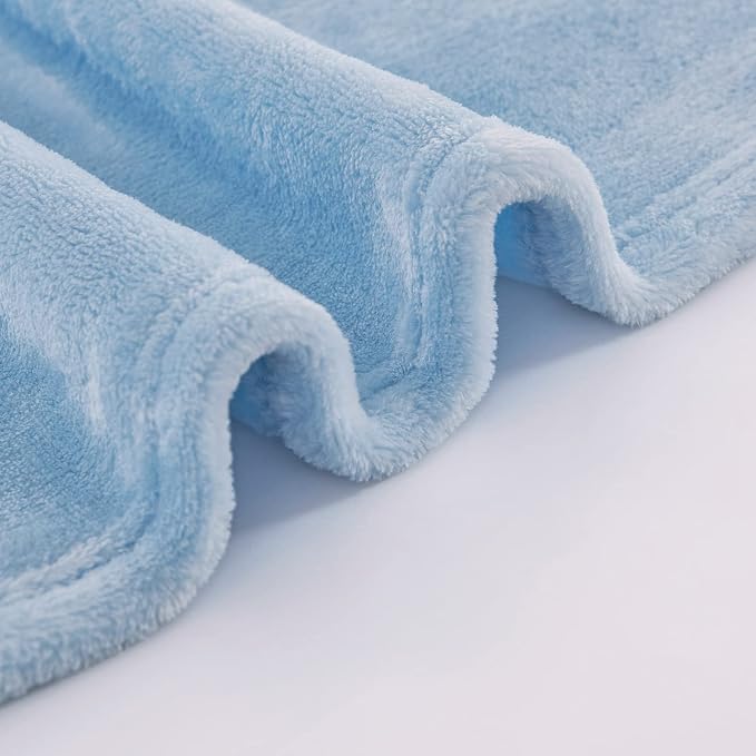 Light Blue Fleece Plush Throw Blanket 50"x70"for Couch Fuzzy Cozy Flannel | - Image 4