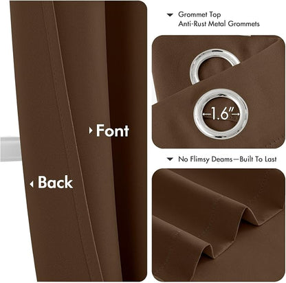 MIULEE Blackout Curtains for Bedroom 2 Panels 40 x 84 Inch Long Brown | Thermal - Image 4