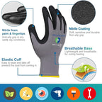 PROMEDIX P Nitrile Coated Work Gloves,MicroFoam Safety Work Gloves Men,Seamless Knit Nylon&spandex Gloves with Grip