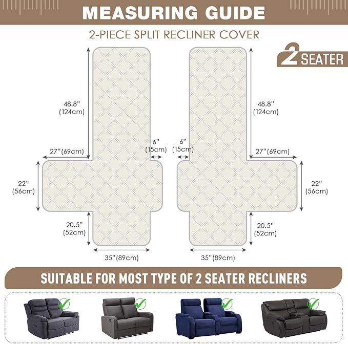 TAOCOCO 100% Waterproof Oversized Recliner Loveseat Cover, Non Slip Extra Wide - Image 2