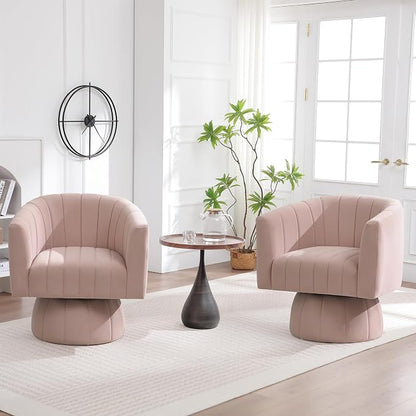 Swivel Accent Barrel Chair Set of 2, Cute Comfy Small Round 360° Arm Chair - Image 6