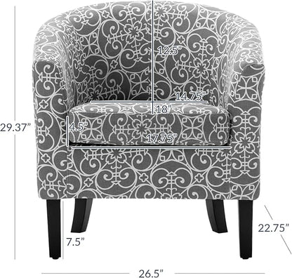 BELLEZE Accent Barrel Chair, Linen Round Chair Club Tub Sofa Corner Chair - Image 3