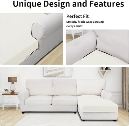 Easy-Going Stretch 1 Piece Chaise Lounge Cushion Slipcover | Sectional Couch - Image 3