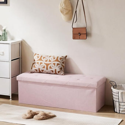 DUMOS 43in Foldable Storage Ottoman Bench, Storage Chest, Large End of Bed Foot - Image 6