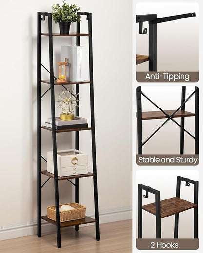 Hzuaneri Ladder Shelf, Bookshelf Bookcase, Freestanding Corner Storage Shelve - Image 3