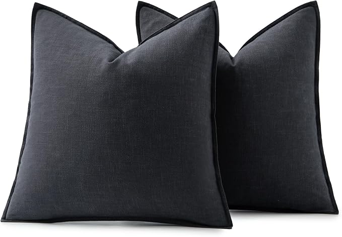 MIULEE Decorative Linen Euro Sham Pillow Covers 24x24 Dark Gray | Boho - Image 6
