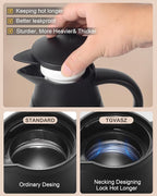 70 oz Thermal Coffee Carafe for keeping hot, Updated Airpot dispener, Insulated Stainless Steel Vacuum Thermal Pot for Coffee, Hot Water,Keep Hot 12 Hours (black/black)