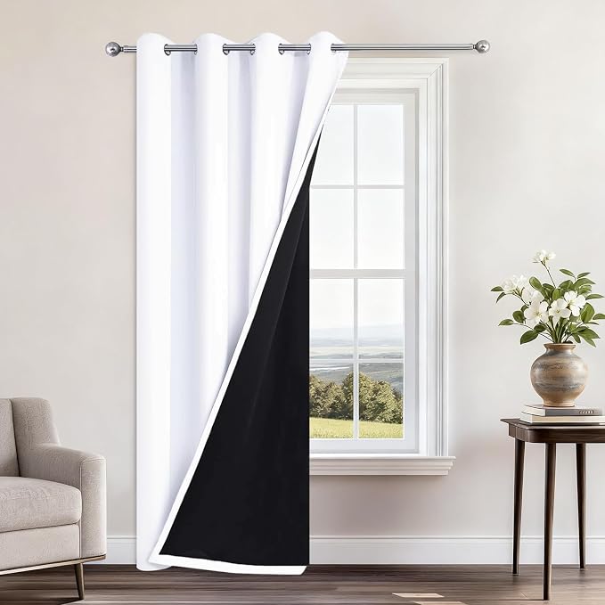 Yakamok Pure White 100% Blackout Curtains 96 Inches Long 52" Wide 1 Panel | by Yakamok