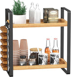 LEMIKKLE Coffee Station Organizer,Compatible with Nespresso Classic Pods 24pcs, Coffee Bar Accessories and Cup Storage Organizer, Wood Counter Shelves for Kitchen, Office, Countertop
