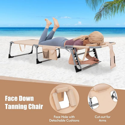 Goplus Tanning Chair, Folding Adjustable Patio Lounge Chair - Image 5