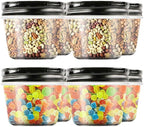 Novelinks 4 Ounce Plastic Jars with Black Lids - Refillable Round Clear Containers for Kitchen & Household Storage - BPA Free (40 Pack)
