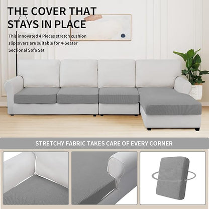 Easy-Going Stretch 4 Pieces Couch Cushion Covers - Image 5