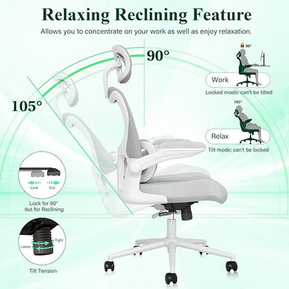 SUNNOW Ergonomic Office Chair, Comfy Mesh Desk Chair, High Back Computer Gaming - Image 8