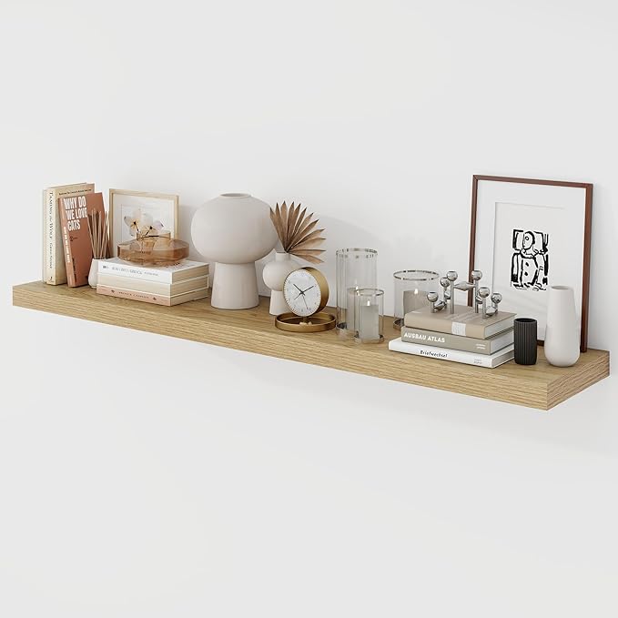 Acovy 48 Inch Floating Shelves, 9.3" Deep Floating Shelf Wall Mounted, Rustic by Acovy