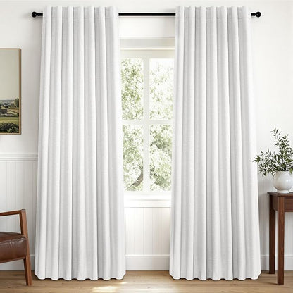 Topfinel Snow White 100% Blackout Linen Curtains by Topfinel