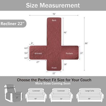 Red Quilted Recliner Chair Covers, Waterproof Recliner Chair Covers, Lazy Boy - Image 7