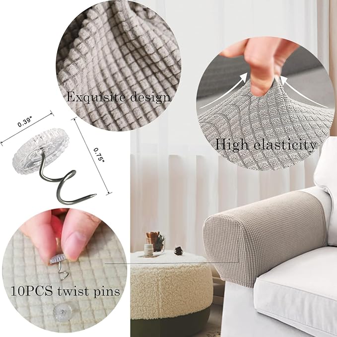 Sofa Arm Chair Covers, Couch Armrest Armchair Covers, Stretch Anti-Slip - Image 5