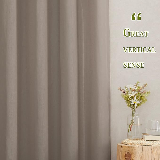 NICETOWN Semi Sheer Linen Curtains 45 inch Long - Image 2