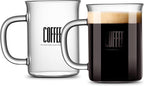 2pcs Set Glass Coffee Mugs 15oz Bell Mouth Glass Coffee Cups Clear Large Tea Cups,Cute Coffee Bar Accessories,Iced Coffee Glasses,Lead-Free Glass Cups for Water,Latte,Milk-Flat Bottomed Design
