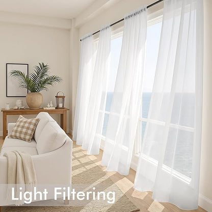 MIULEE White Sheer Curtains 102 Inches Long 4 Panels 42 x 102 Inches | Light - Image 4