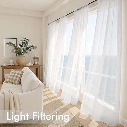 MIULEE White Sheer Curtains 108 Inches Long 4 Panels 54 x 108 Inches | Light - Image 4