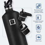 IRON °FLASK Camping & Hiking Hydration Canteens - 3 Lids (Narrow Straw Lid) Leak Proof Vacuum Insulated Stainless Steel - Hot & Cold Double Walled Sports Water Bottle - Cotton Candy, 64 Oz