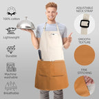 Chef Apron Unisex Two-Tone Professional Kitchen Bib Apron with 2 Pockets Cooking, Grilling, and Baking Gift